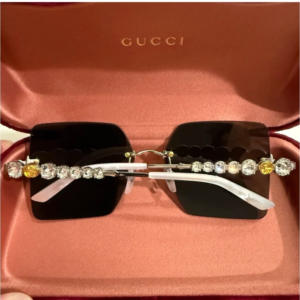 Gucci Black Sunglasses with Gold and Silver Accents